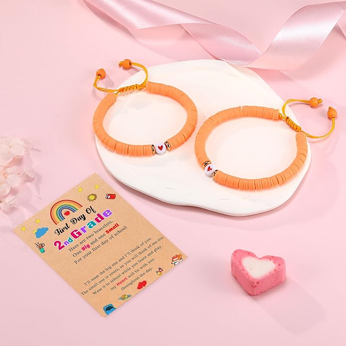 UPROMI First Day of Preschool/Kindergarten/1st Grade/2nd Grade/School Gift, Back to School Bracelet Mommy and Me Dad and Son