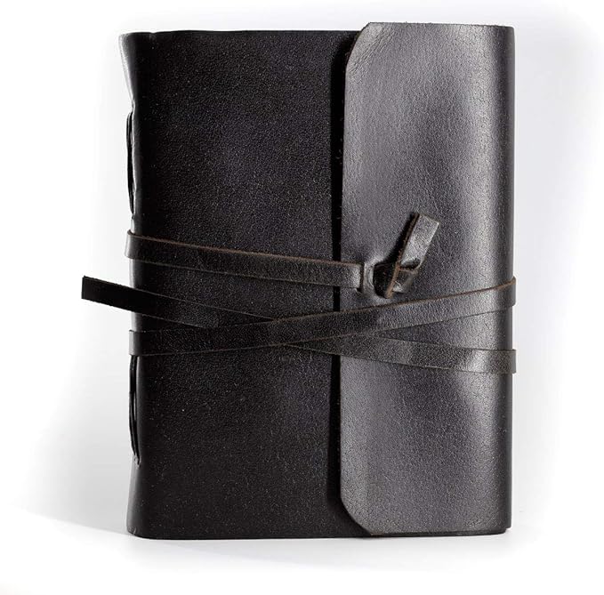 KomalC Handmade Leather Journal | Writing Notebook Diary | Bound Daily Notepad For Men & Women Unlined Paper Medium, writing pad for artist, sketch