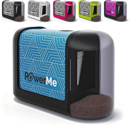POWERME Electric Pencil Sharpener for Kids, Rechargeable Pencil Sharpeners for Colored Pencils, Suitable for No.2(6-8mm), Home&School