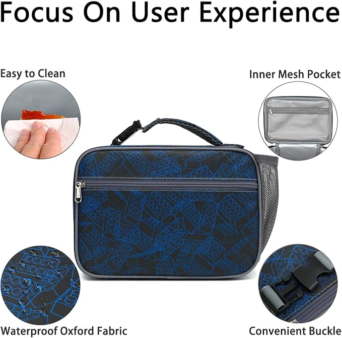 GYEUKHAM Insulated Lunch Box for School, Thermal Reusable Durable Freezable Lunch Bags for Kids Boys Girls Men Women - Small Soft Cooler Portable Lunch Tote Kit for Work Picnic Travel,Brick