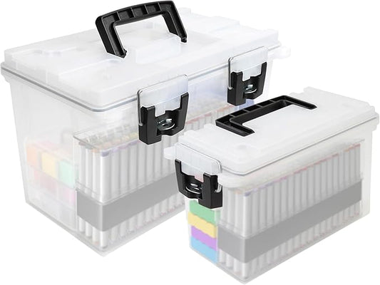 Sheffield 12722 Storage Bins With Lids, 2-Pack Stackable Storage Bins, Made in USA, Lockable and Water-Resistant Containers with Lids, Plastic Containers for Home, Classroom, and Dorm