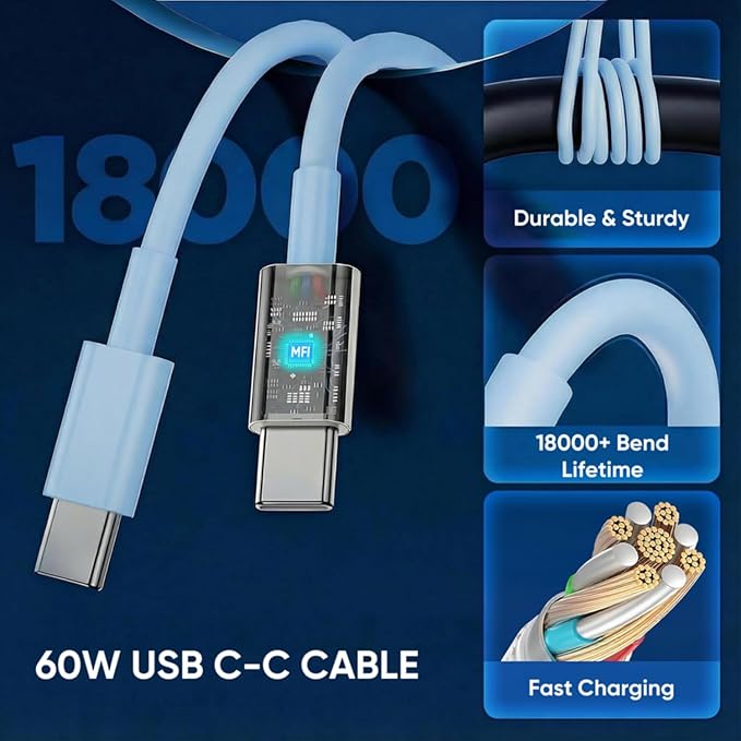 iPhone 17 16 15 Charger Fast Charging 6FT+10FT Cable, 20W USB C Charger, USBC Wall Charger for i Phone 17 Air 16 16e/16 Pro/16 Pro Max/15/15 Plus/15 Pro/15 Pro Max,i Phone iPad Pro/Mini (Blue)