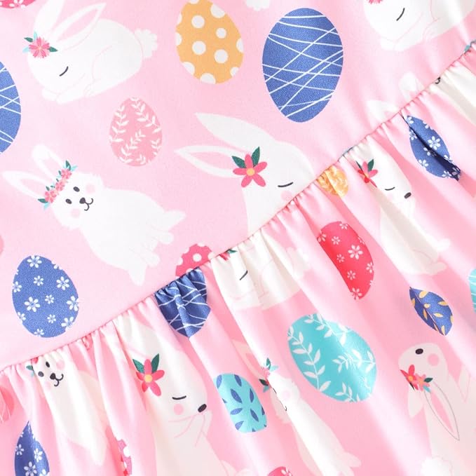 Popshion Girls Dresses Flutter Sleeve Swing Sundress Toddler Summer Clothes Kid Birthday Party Sleeveless Dress 1-8 Years Old