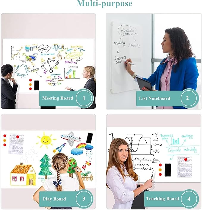 Large Self-Adhesive Whiteboard Sticker: 48" x 36" Magnet Receptive Dry Erase Wall Film | No Ghosting Conference Room & Classroom Board | Peel & Stick Resurfacing Sheet