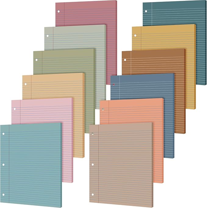 PerKoop 12 Pack 600 Sheets Loose Leaf Paper 8" x 10.5",Natural Color