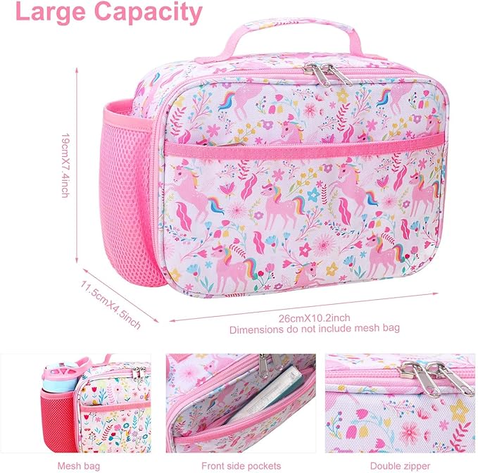 RHCPFOVR Kids Lunch Bag - Insulated Lunch Box for Boys Girls,Washable Lunch Bag and Reusable Toddler Leak-proof Lunchbox for School and Daycare