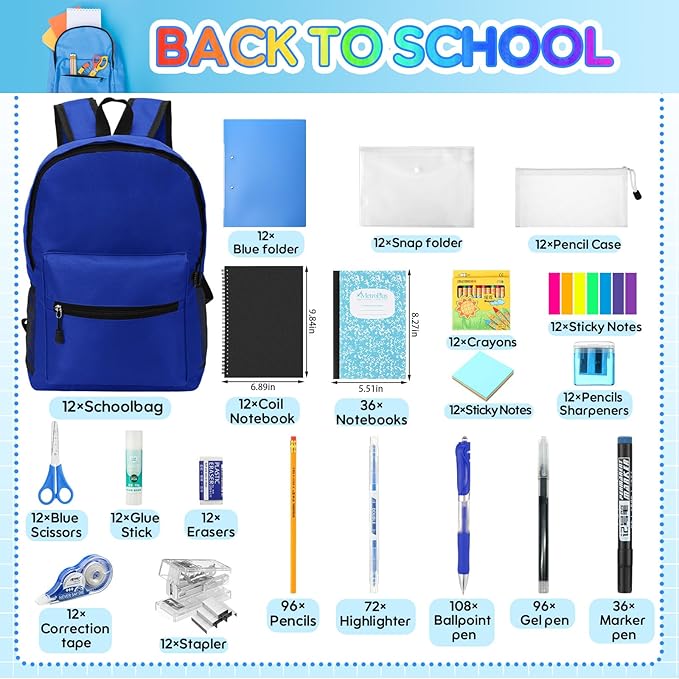 Gilprop 804 Pcs Christmas Gifts Bulk Back to School Supplies, 12 Set Operation Christmas Gift Backpack & Notebooks Pen Folders for 2026 Elementary Middle High Students 4-12 Grades Essential Bundle