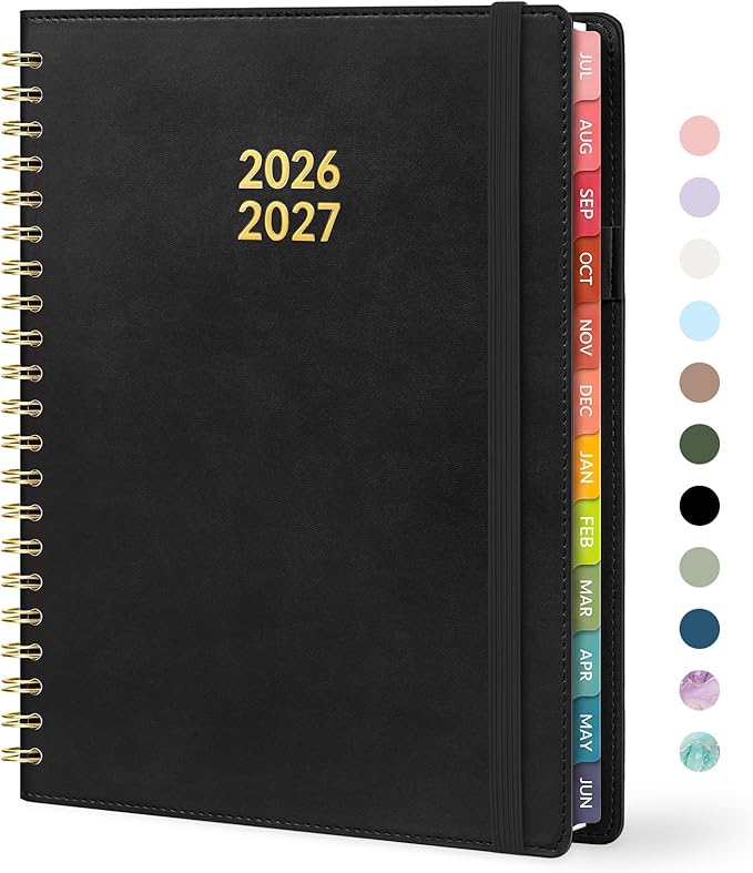 Forvencer Planner 2026-2027, Academic Planner Weekly & Monthly, Vegan Leather Cover Calendar Planner, July 2026 - June 2027, 6" x 8", Daily Agenda with Tabs, Student Teacher Planning Organizer