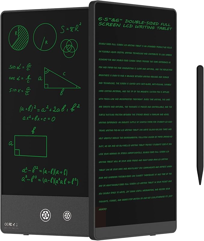 LCD Writing Tablet for Adults-6.5″&6″ LCD Writing Tablet,Double-Sided Full Screen Electronic Drawing Pad,Mini Portable Digital Notepad for School,Office,Home,Erasable,Reusable