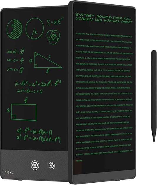 LCD Writing Tablet for Adults-6.5″&6″ LCD Writing Tablet,Double-Sided Full Screen Electronic Drawing Pad,Mini Portable Digital Notepad for School,Office,Home,Erasable,Reusable