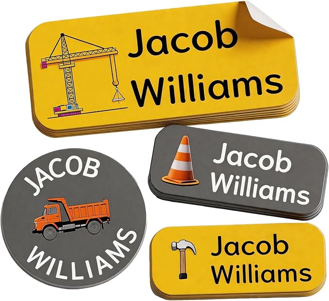 Waterproof Custom Name Stickers (135 Labels) - Personalized Daycare Labels for Clothing, Water Bottles, Lunch Boxes & School Supplies - Ideal for Camp & Daycare - No-Iron (Build)