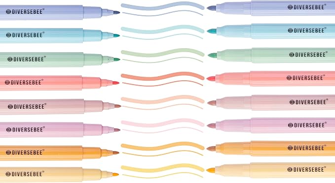 DIVERSEBEE Dual Tip Bible Highlighters and Pens No Bleed, 8 Pack Assorted Pastel Colors Quick Dry Highlighters Set, Cute Markers for Bible Study Journaling School Office Supplies and Accessories