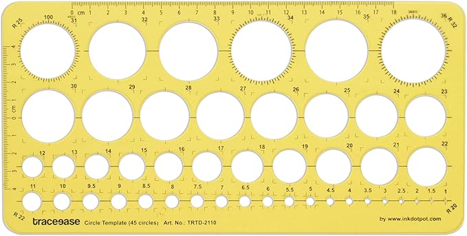 Traceease Geometric Drafting Circle Template Drawing Stencil, Designing Template Measuring Ruler