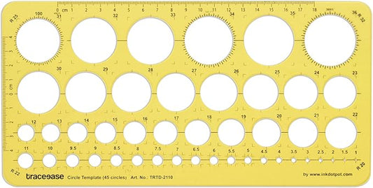Traceease Geometric Drafting Circle Template Drawing Stencil, Designing Template Measuring Ruler