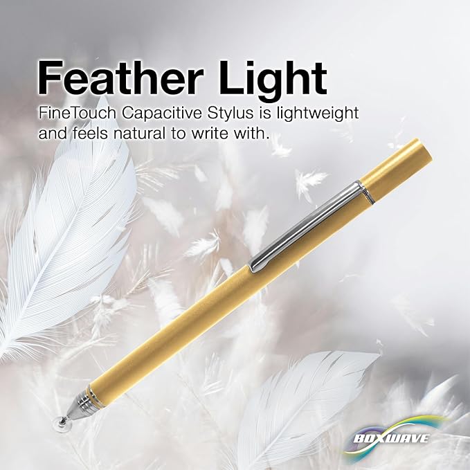 BoxWave Stylus Pen Compatible with Boogie Board Blackboard Smart Scan Reusable Notebook - FineTouch Capacitive Stylus, Super Precise Stylus Pen - Champagne Gold