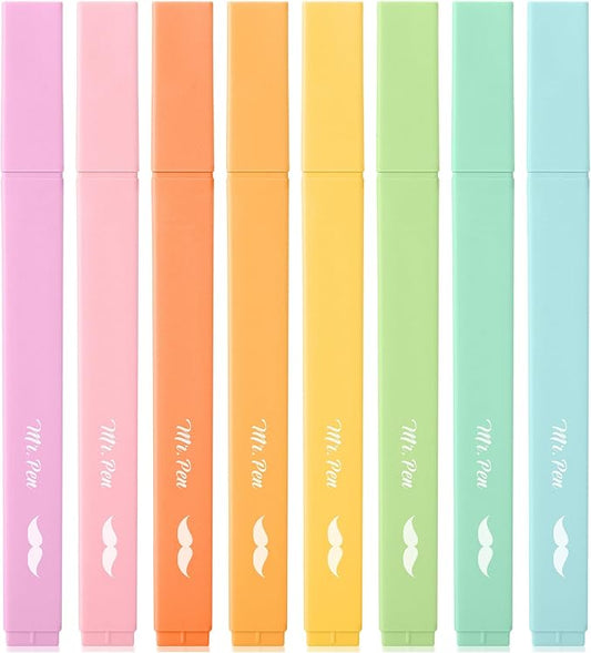 Mr. Pen- Aesthetic Highlighters, 8 pcs, Chisel Tip, Summer Colors | Cute Highlighter Assorted Colors, Bible Highlighters and Pens No Bleed Highlighter for Bible Pages No Bleed