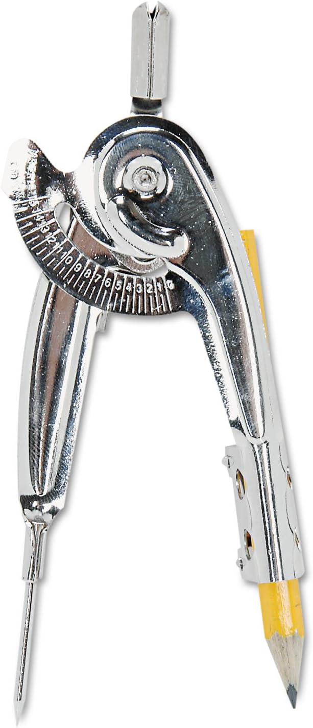 Charles Leonard Ball Bearing Compass with Golf Pencil, Up To 12 Inch Diameter, Silver, 12-Pack (77360)