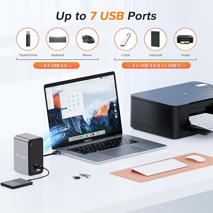 MacBook Pro Docking Station Dual Monitor with 2 4k HDMI Display,15 in 2 USB C Docking Station for MacBook with 2 HDMI, VGA, PD3.0, 7 USB Ports, RJ45 Ethernet & 3.5mm Audio (No Power Adapter)