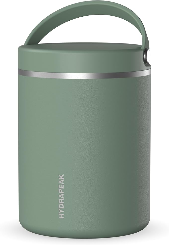 Hydrapeak 32oz Stainless Steel Vacuum Insulated Food Jar for Hot Food and Cold Food, Wide Mouth Leak-Proof Soup Jar for Adults, 10 Hours Hot and 16 Hrs Cold (Sage Leaf)