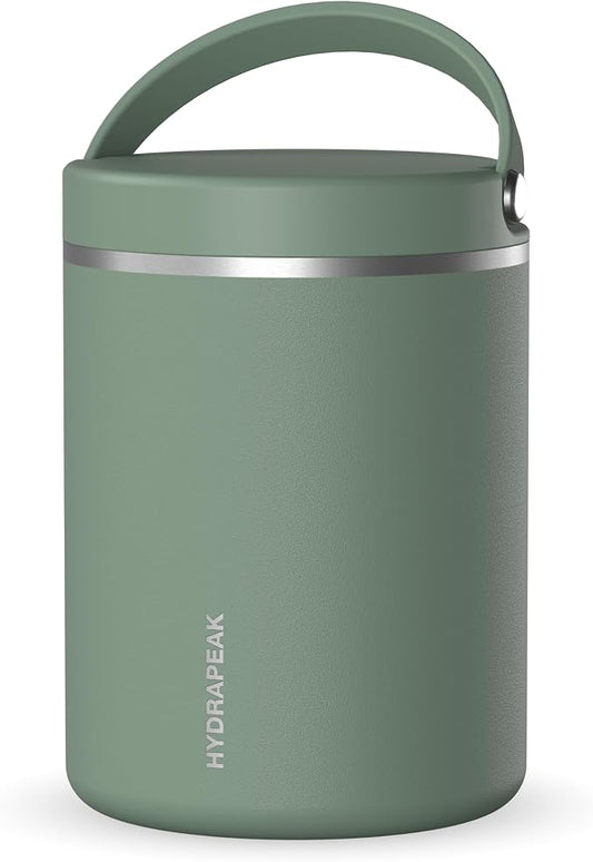 Hydrapeak 32oz Stainless Steel Vacuum Insulated Food Jar for Hot Food and Cold Food, Wide Mouth Leak-Proof Soup Jar for Adults, 10 Hours Hot and 16 Hrs Cold (Sage Leaf)