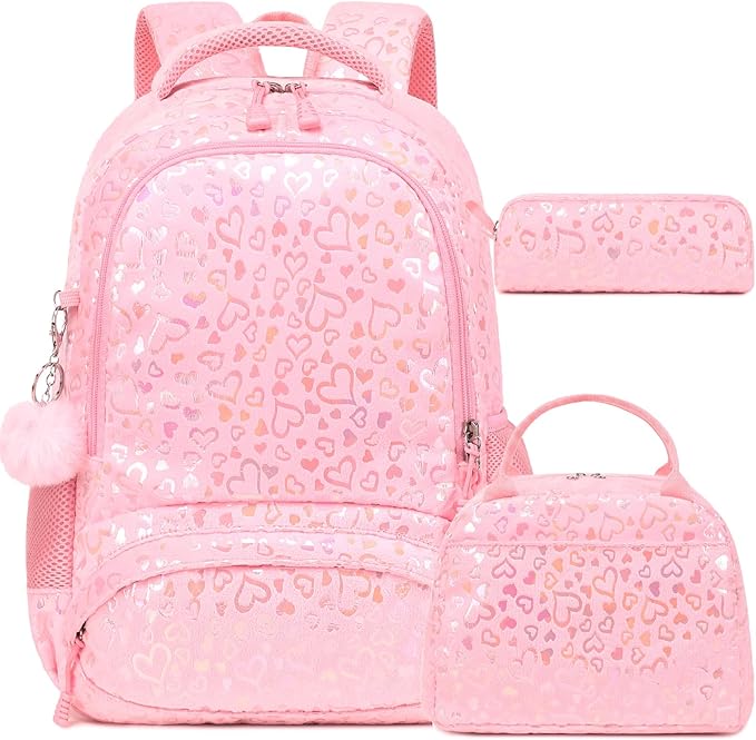 Kimwadalh School Backpack for Girls, Backpack with Lunch Box Pencil Case for Preschool Elementary High School Girls Boys
