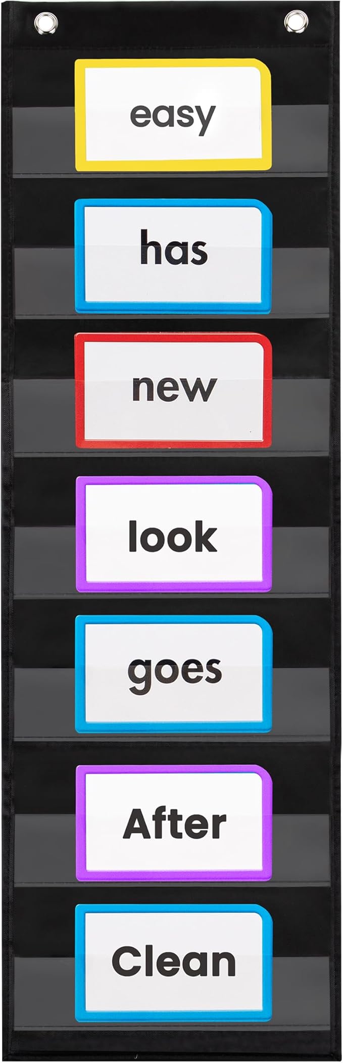 Essex Wares - 9" Wide x 33" Tall Pocket Chart, Black - Sturdy Pocket Chart for Classroom for Sentence Strips - Easy to Use & Hang, Reusable Black Pocket Chart