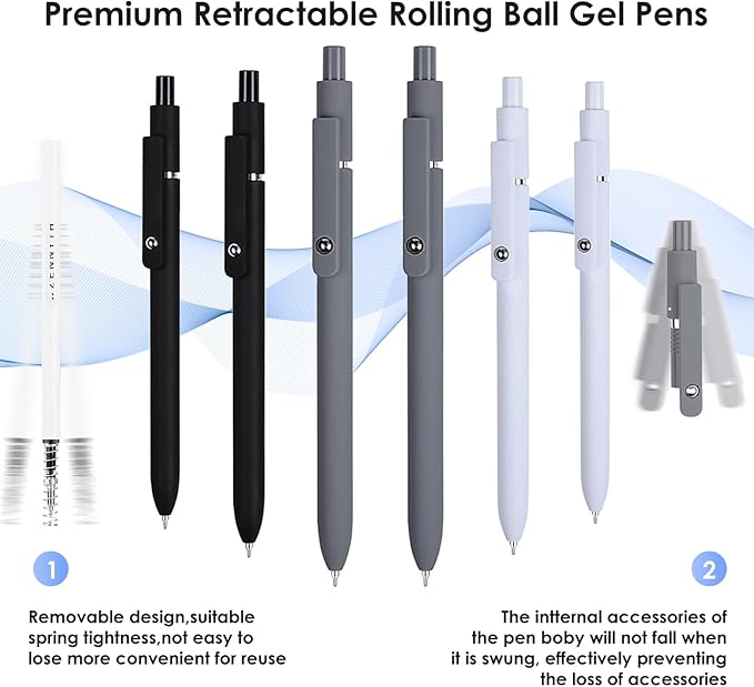 Donyang Gel Pens, 6pcs 0.5mm Black Ink Fine Point Pens With Smooth Writing, Office Supplies, Anniversary Birthday Gifts for Men Women, Quick Dry Pen For Journaling, Nurse Aesthetic Pen