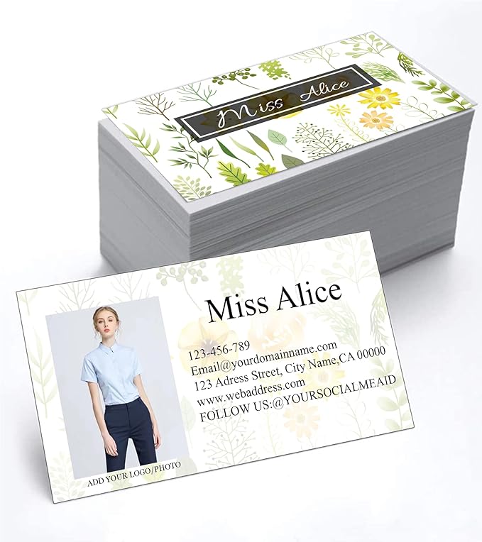 200/500Pcs Business Card Customization (Add Picture or Logo), Thick Coated Paper Business Card Double-sided Printing-2"x3.5" Inches (Color-K)