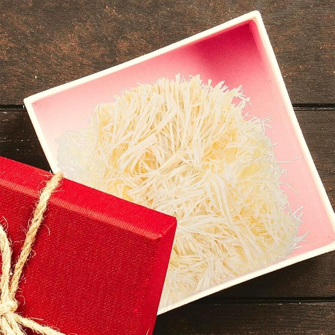 ZUNOXAZ Shredded Paper Crinkle Cut Filler for Boxes, 200g (2 Packs) Natural Raffia Grass Basket Stuffing Paper, Eco-friendly Box Filling for Wedding, Birthday, and Holiday Wrapping