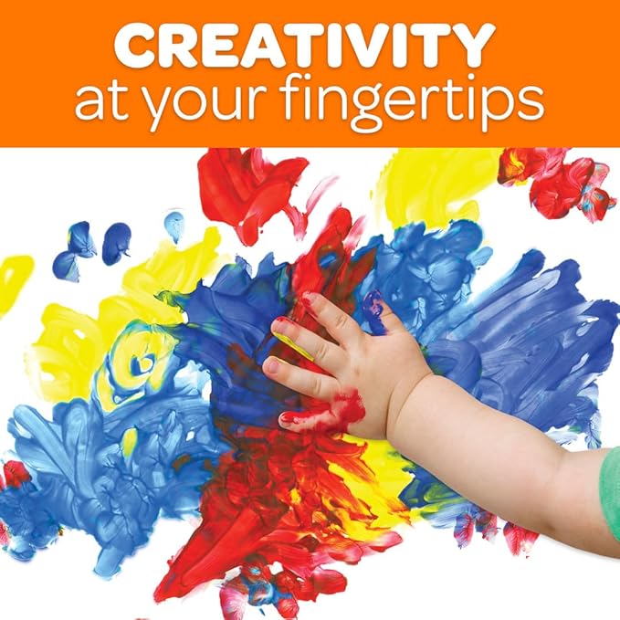 Crayola Washable Finger Paints (6ct), Teacher Classroom Must Haves, Toddler Paint Set, Nontoxic Finger Paint for Kids, Arts & Crafts Supplies for Toddlers [Amazon Exclusive]