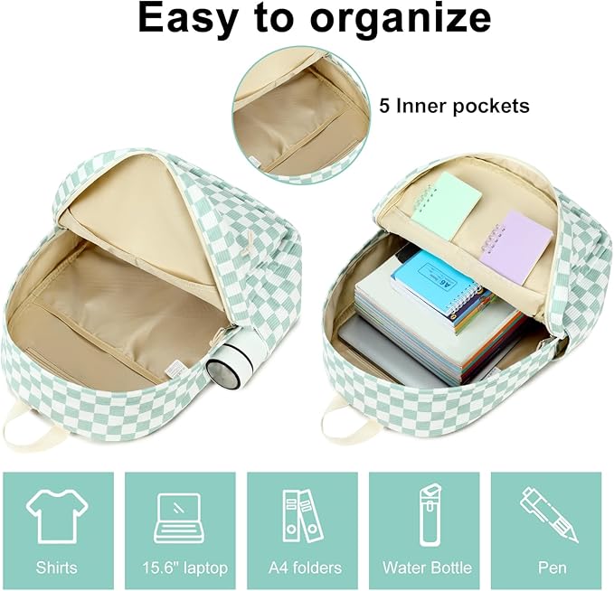 BTOOP School Backpack for Teens Large Corduroy Bookbag Lightweight 15.6 inch Laptop Bag for Girls Women Casual High School College