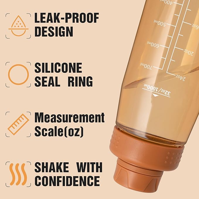 32oz Clear Water Bottle - BPA-Free Tritan Plastic, Fast Flow Spout Lid, Wide Mouth & Leakproof Design Hiking Water Bottle Suitable for Travel, Outdoors, Gym, Travel, Home, School(Clear)