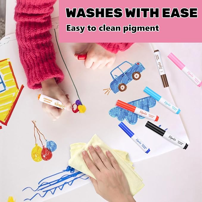 Washable Markers Bulk, Bulk Pack of 300 in 12 Vibrant Colors, Broad Line Markers with Conical Tips- Perfect