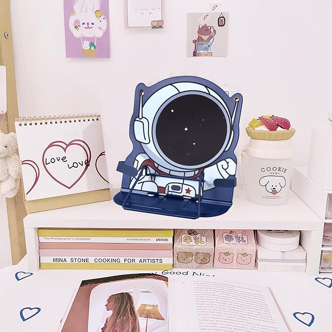 Honagu Book Stand Book Holder Metal Desk Book Stand for Reading Hands Free, Adjustable Textbooks Cookbook Documents Holder, Christmas Birthday Gifts for Girls and Boys (Astronaut)