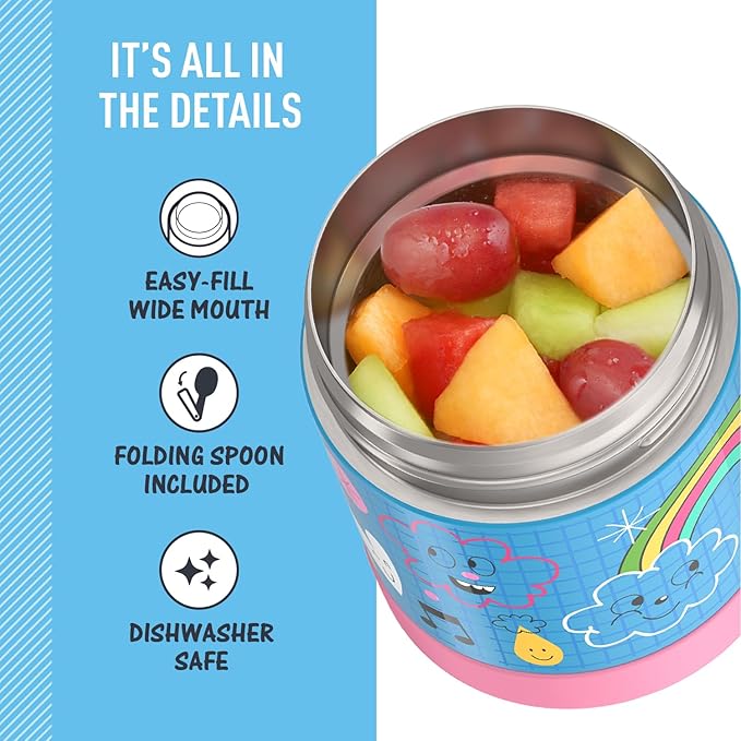 THERMOS FUNTAINER 10 Ounce Stainless Steel Vacuum Insulated Kids Food Jar with Spoon, Sketchbook (Pack of 6)