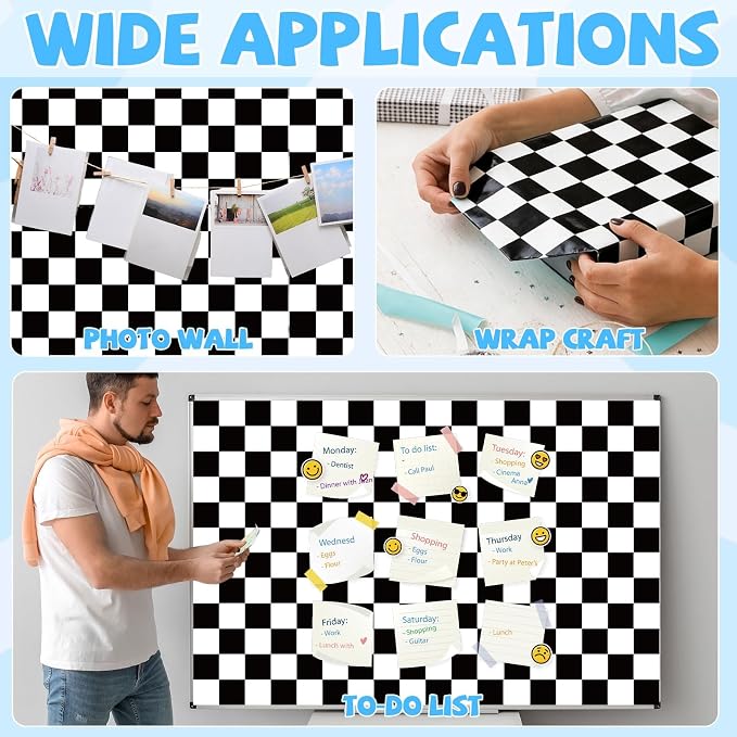 Black Checkered Bulletin Board Roll Non-Woven Fabric Poster 15.7" x40ft