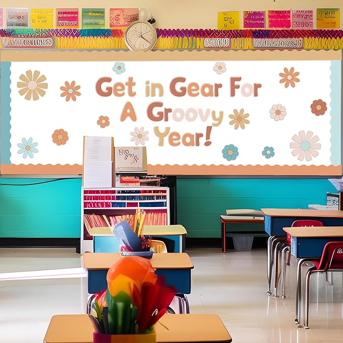221 Pcs Boho Bulletin Board Letters, Round Alphabet Number Punctuation Symbol Combo Letter Cutouts, Retro Boho Classroom Decor for School Classroom Chalkboard Poster Bulletin Board Wall