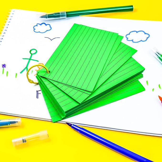 600Pcs Colored Index Cards 3x5 Inch Flash Cards with Rings Lined Note Card Flashcards, Colorful Ruled Card Pad Index Note Books 3 x 5 Notecards for Studying School Supply College Office