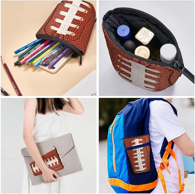 Football Kids Standing Pencil Case Girls Boys Telescopic Stationary Pouch with Zipper Large Capacity Stand up Pen Bag Portable Makeup Holder for Children School Students Office Supplies