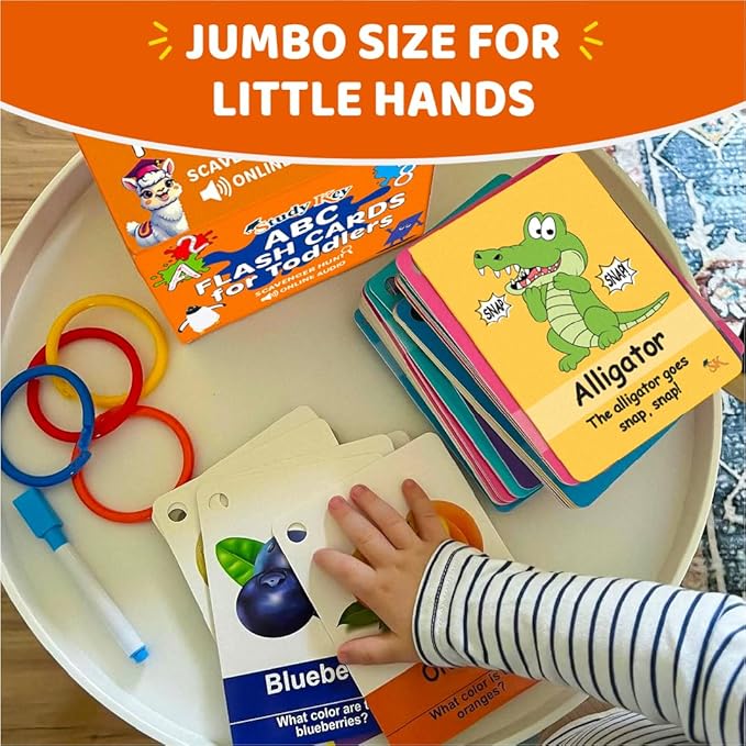 STUDYKEY ABC Flash Cards for Toddlers 1-3–First Words, Alphabet Flashcards, Animal, Color, Number, Shape, Large phonics baby Learning Cards for Toddler 1-3 Montessori style Preschool, Kindergarten toy