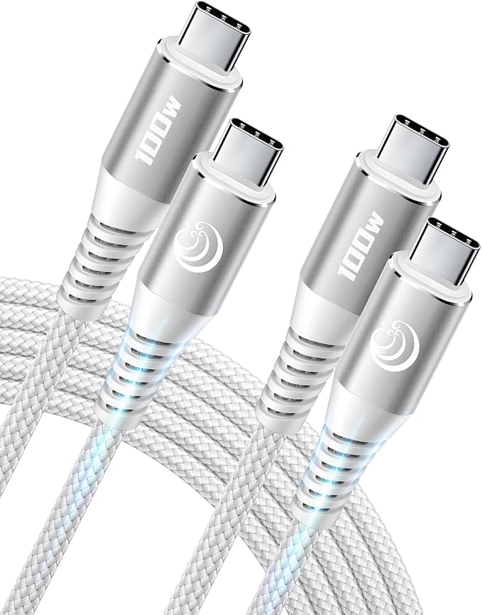 USB C to USB C 100W [6ft/2 Pack] USBC to USBC Cable Charger 5A C to C Fast Charging Cord 5A for MacBook Pro/Air, iPhone 16/15 Pro Max Plus,iPad Pro,Samsung Galaxy S24 Ultra S23,Pixel,PS5,Switch