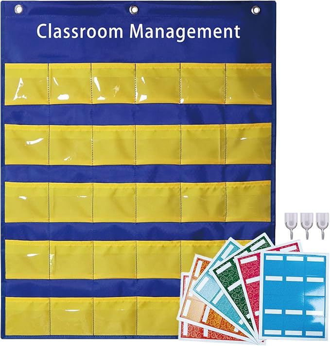 Classroom Management Pocket Chart for Preschool Wall Organization, Behavior Chart for Class Attendance Chores, Back to School Teacher Teaching Supplies