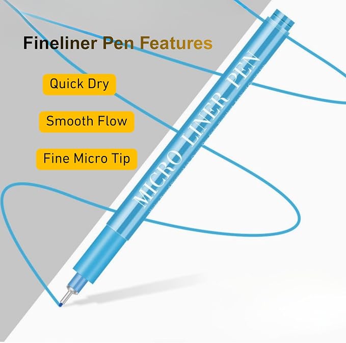 12 Colors Fineliner Pens Set, 0.5mm Fine Point Needle Tip Pens, No Bleed Waterproof Archival Ink for Drawing, Bullet Journal, Bible Journaling, Note Taking