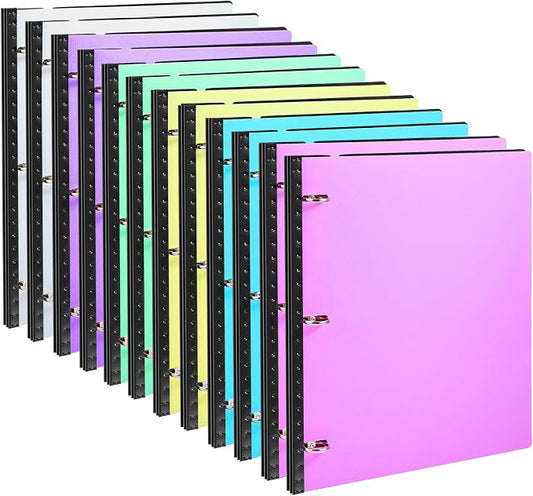 WOT I 12-Pack Telescoping 3 Ring Binder(0.75"), Expandable Flexible Binder - Patented Design for Easy Portability, Holds 8.5"x11" Paper, Perfect for School, Office&Home Organization(Assorted Pastels)
