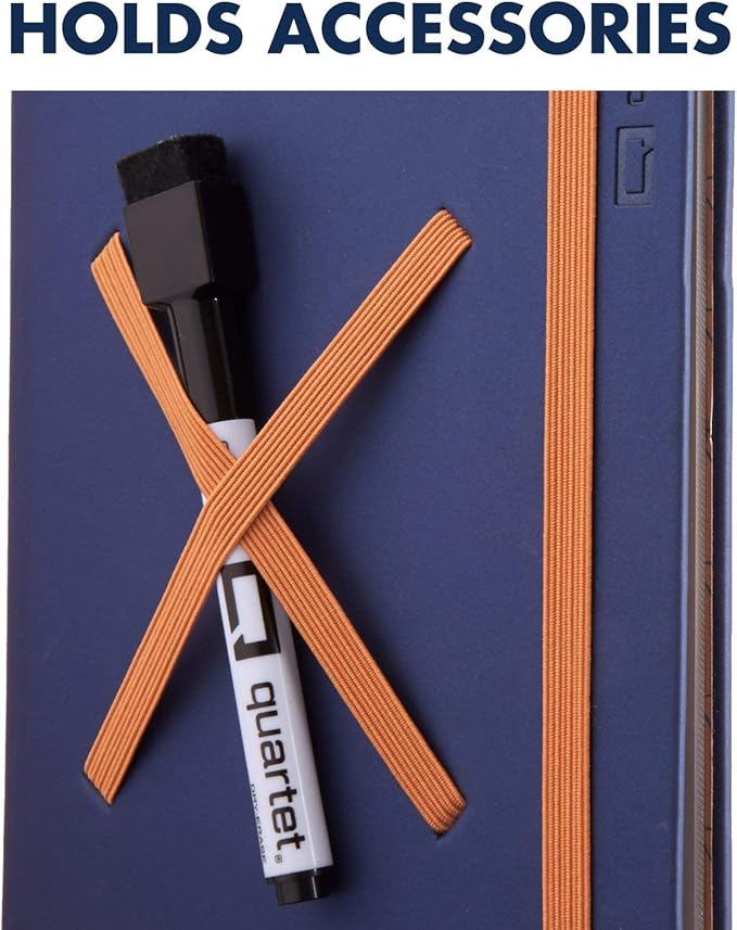 Quartet Portable Glass Dry-Erase Pad, 5" x 8", Closeable Cover, Kickstand, Desktop, White Board, Notepad, Travel, Blue (Q090GDPN03)