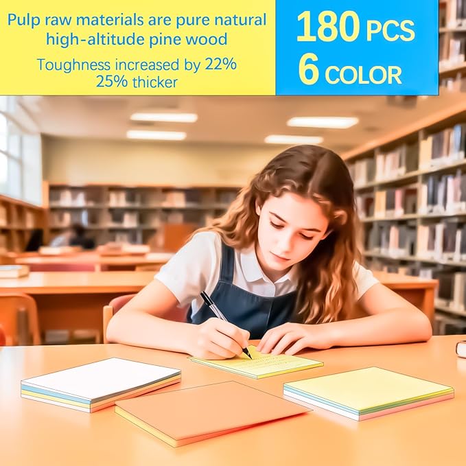 180PCS Blank Colored Index Cards 4 x 6 Inch Flash Cards, Colored Note Card Flashcards, Colorful Blank Index Card Note Pad 4 x 6 Study Notecards for School Office College Supply