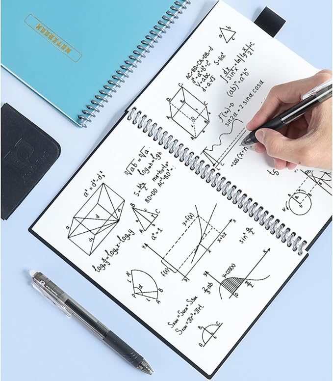 Reusable Erasable Notebook with Thick Coil Binding - Write, Erase, and Rewrite Easily - Sketching, and Note-Taking in Office, School, and Home - Eco-Friendly and Durable Dry Erase Notebook (Black,A4)