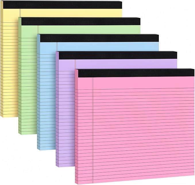 Thboxes 5 Pack Wide Legal Pads, 11 x 9.5 in Landscape Note Pads, 150 Sheets