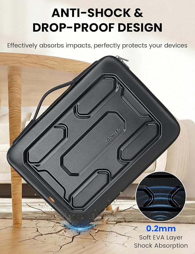 DOMISO Laptop Hard Case 14-14.4 inch Waterproof Shockproof Hard Shell Laptop Sleeve with Handle & Storage Pocket, Compatible with MacBook, HP, Dell, Black