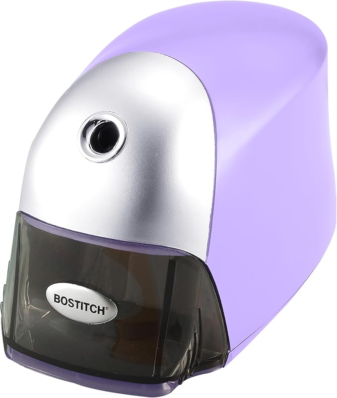 Bostitch Office QuietSharp Executive Heavy Duty Electric Pencil Sharpener for 65% Faster Sharpening and 6X Longer Cutter Life - Colored Pencil Compatible, Purple
